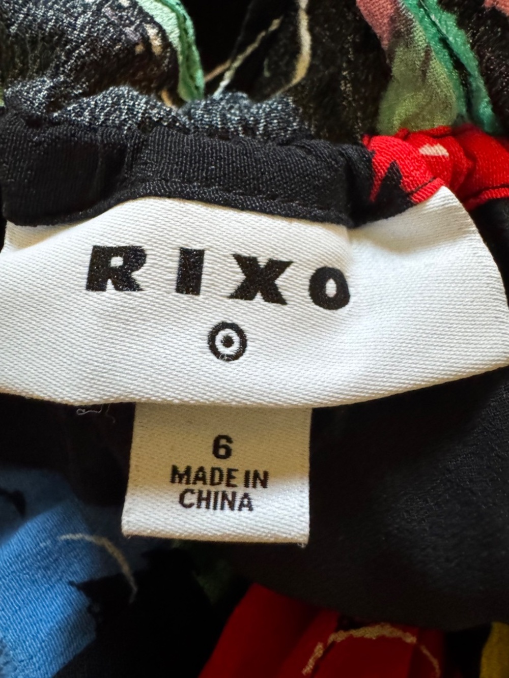 RIXO for Target black multi-color floral off-the-shoulder  maxi - size 6 - Picture 7 of 8